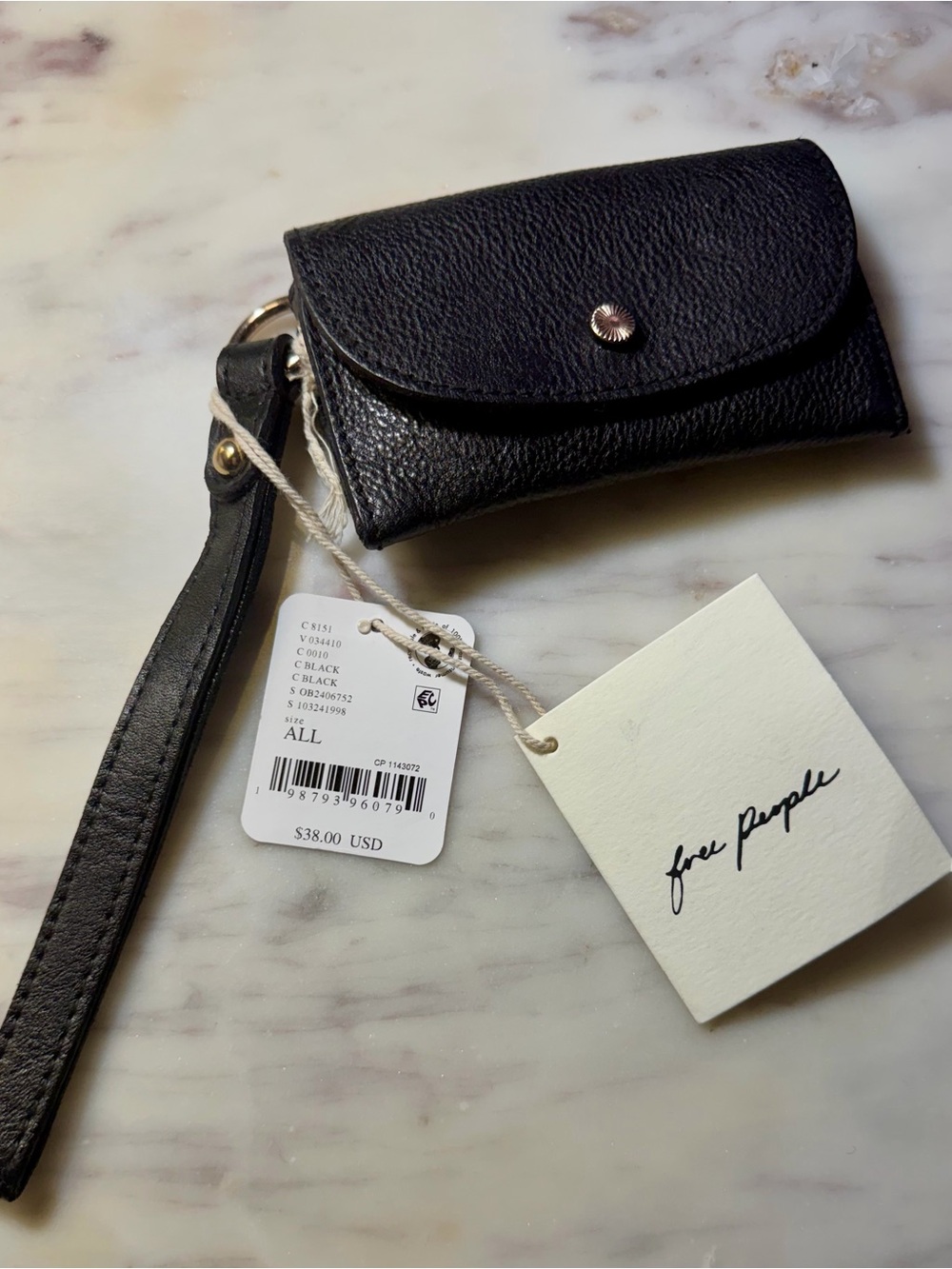 NWT Free People Leather Bag Lanyard in Black - Picture 2 of 3